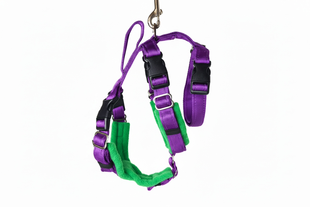 Purple Escape Proof Adjustable Houdini Harness - Fleece Lined