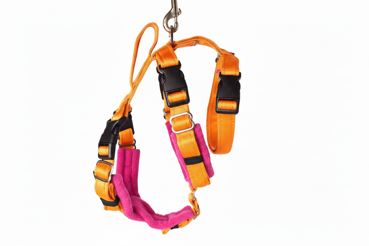 Orange Escape Proof Adjustable Houdini Harness - Fleece Lined