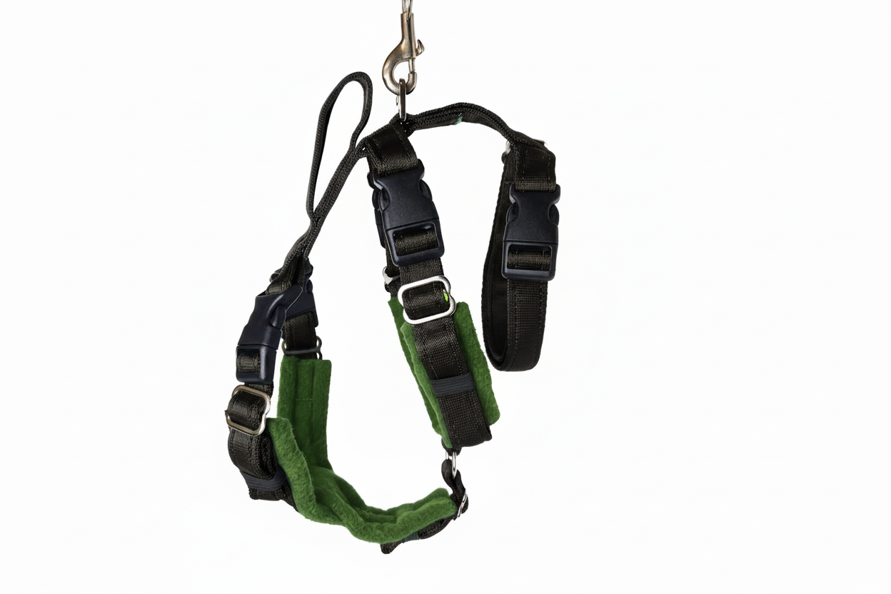 Black Escape Proof Adjustable Houdini Harness - Fleece Lined