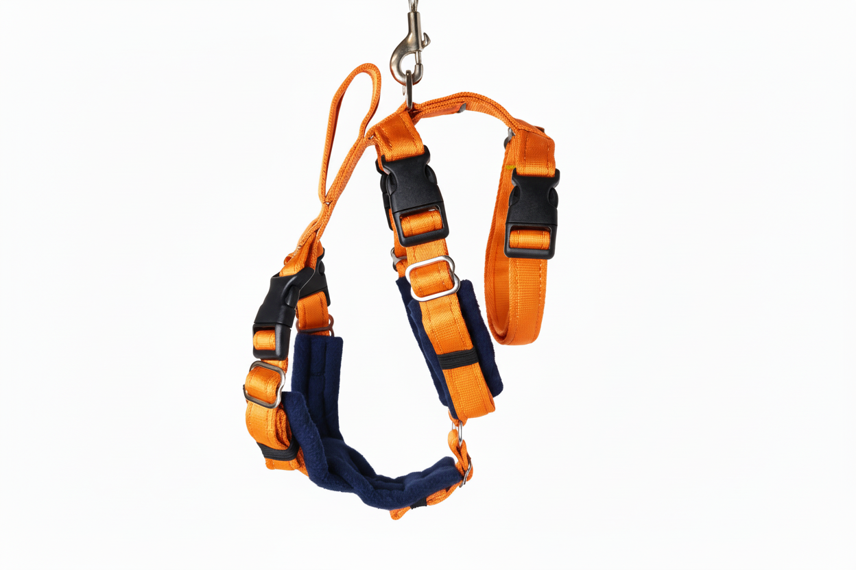 Orange Escape Proof Adjustable Houdini Harness - Fleece Lined