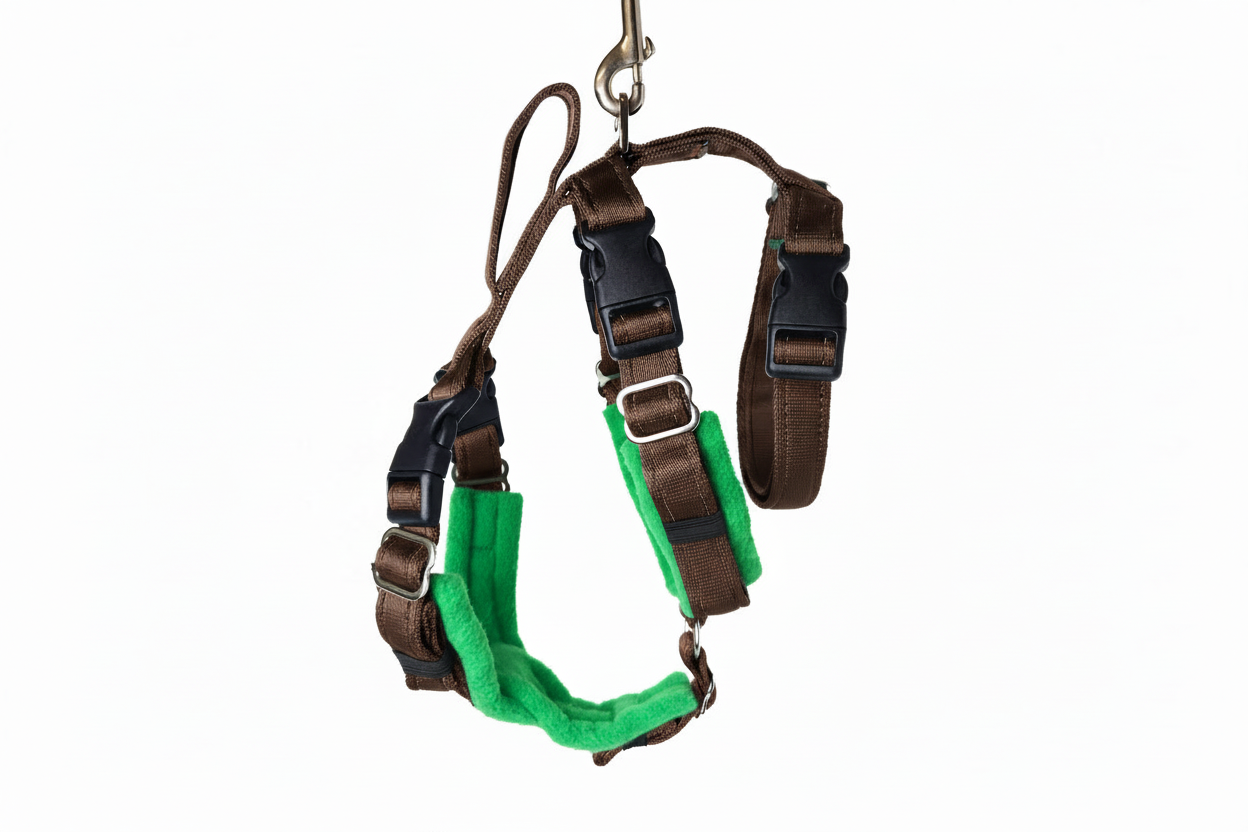 Brown Escape Proof Adjustable Houdini Harness - Fleece Lined