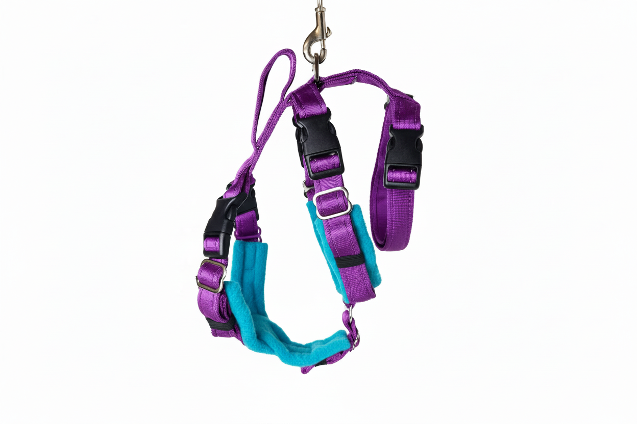 Purple Escape Proof Adjustable Houdini Harness - Fleece Lined