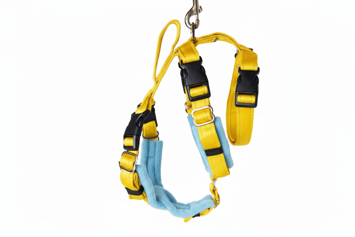 Yellow Escape Proof Adjustable Houdini Harness - Fleece Lined