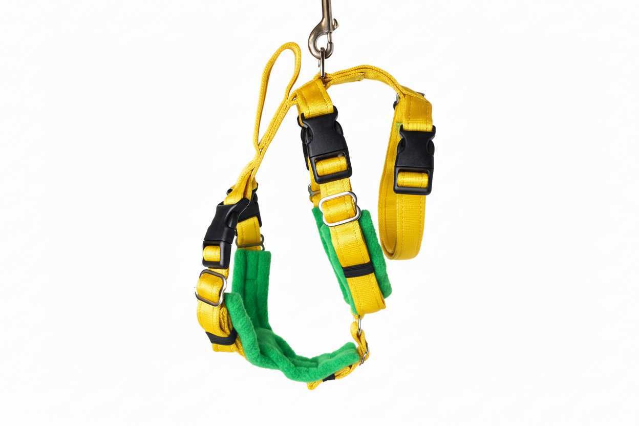 Yellow Escape Proof Adjustable Houdini Harness - Fleece Lined