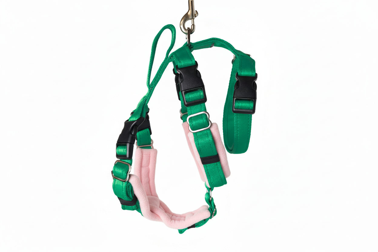 Emerald Green Escape Proof Adjustable Houdini Harness - Fleece Lined