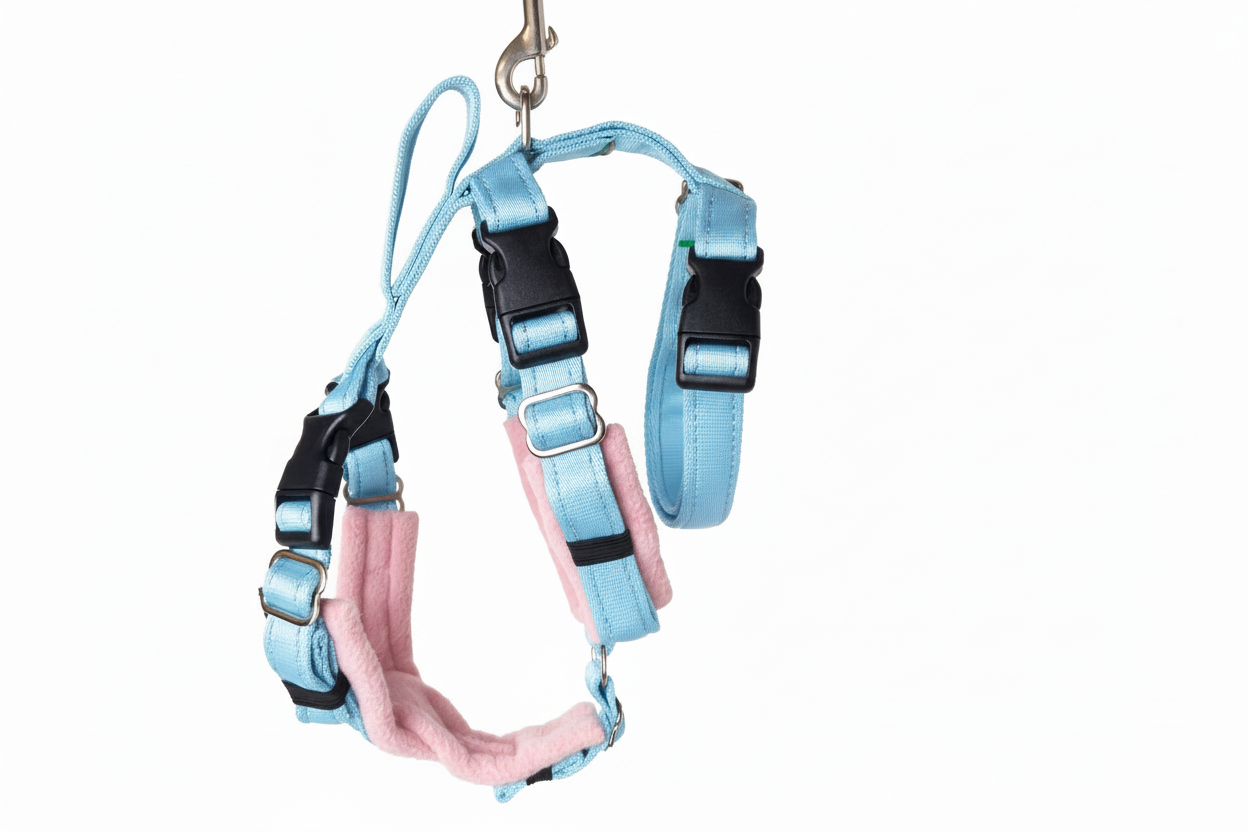 Sky Blue Escape Proof Adjustable Houdini Harness - Fleece Lined