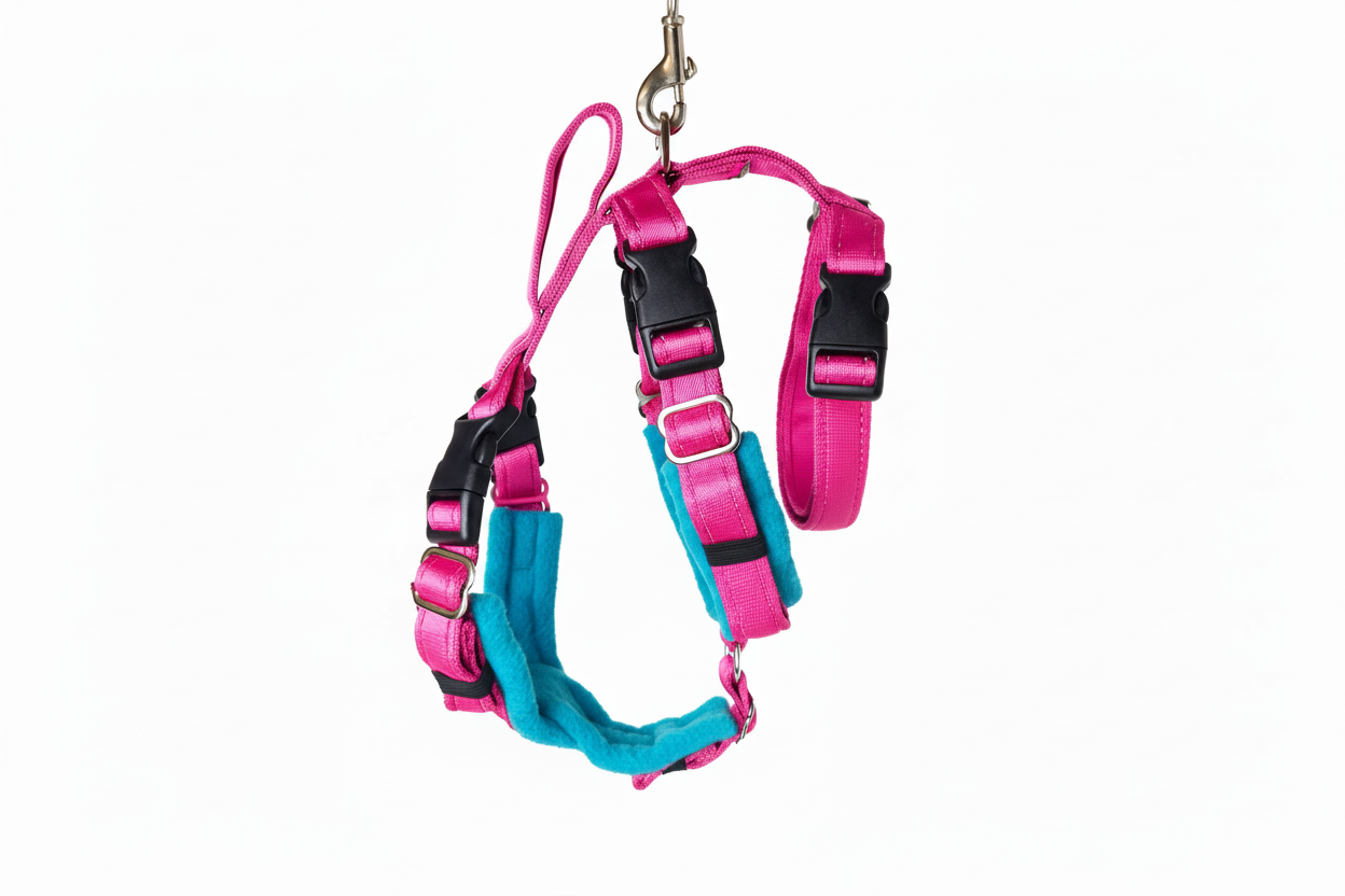 Hot Pink Escape Proof Adjustable Houdini Harness - Fleece Lined