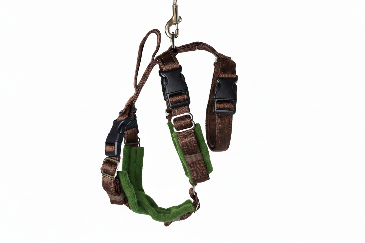 Brown Escape Proof Adjustable Houdini Harness - Fleece Lined
