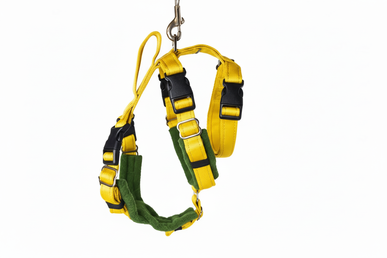 Yellow Escape Proof Adjustable Houdini Harness - Fleece Lined