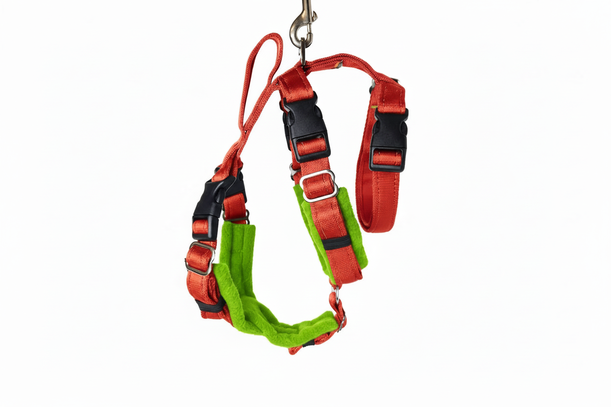 Red Escape Proof Adjustable Houdini Harness - Fleece Lined