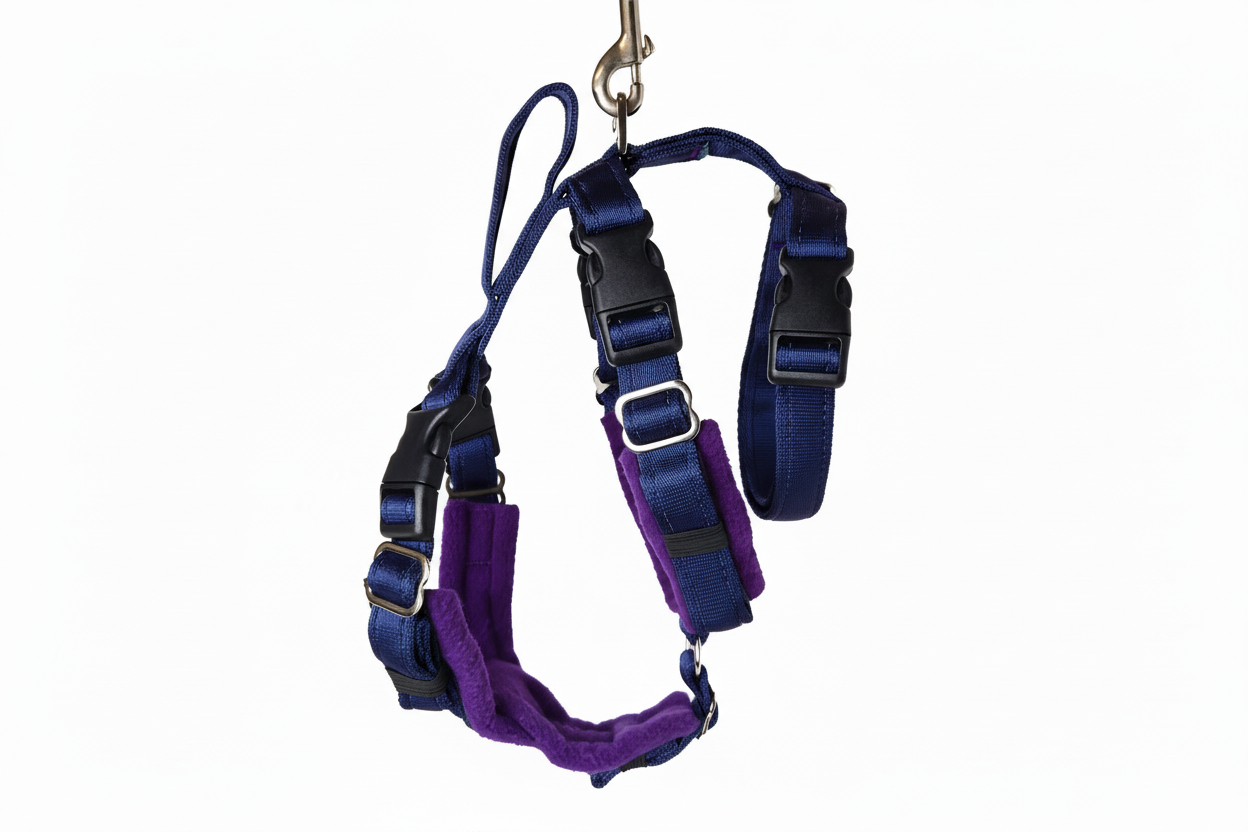 Navy Blue Escape Proof Adjustable Houdini Harness - Fleece Lined