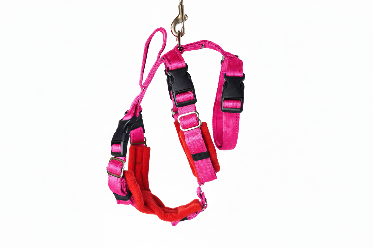 Hot Pink Escape Proof Adjustable Houdini Harness - Fleece Lined