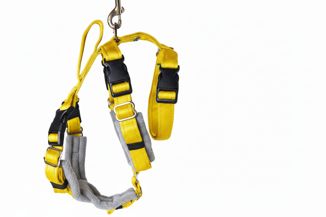 Yellow Escape Proof Adjustable Houdini Harness - Fleece Lined