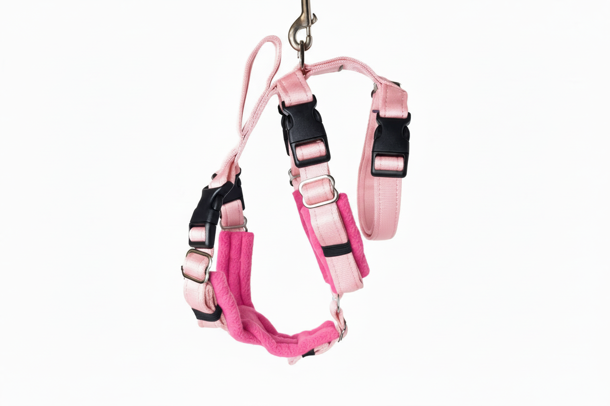 Baby Pink Escape Proof Adjustable Houdini Harness - Fleece Lined