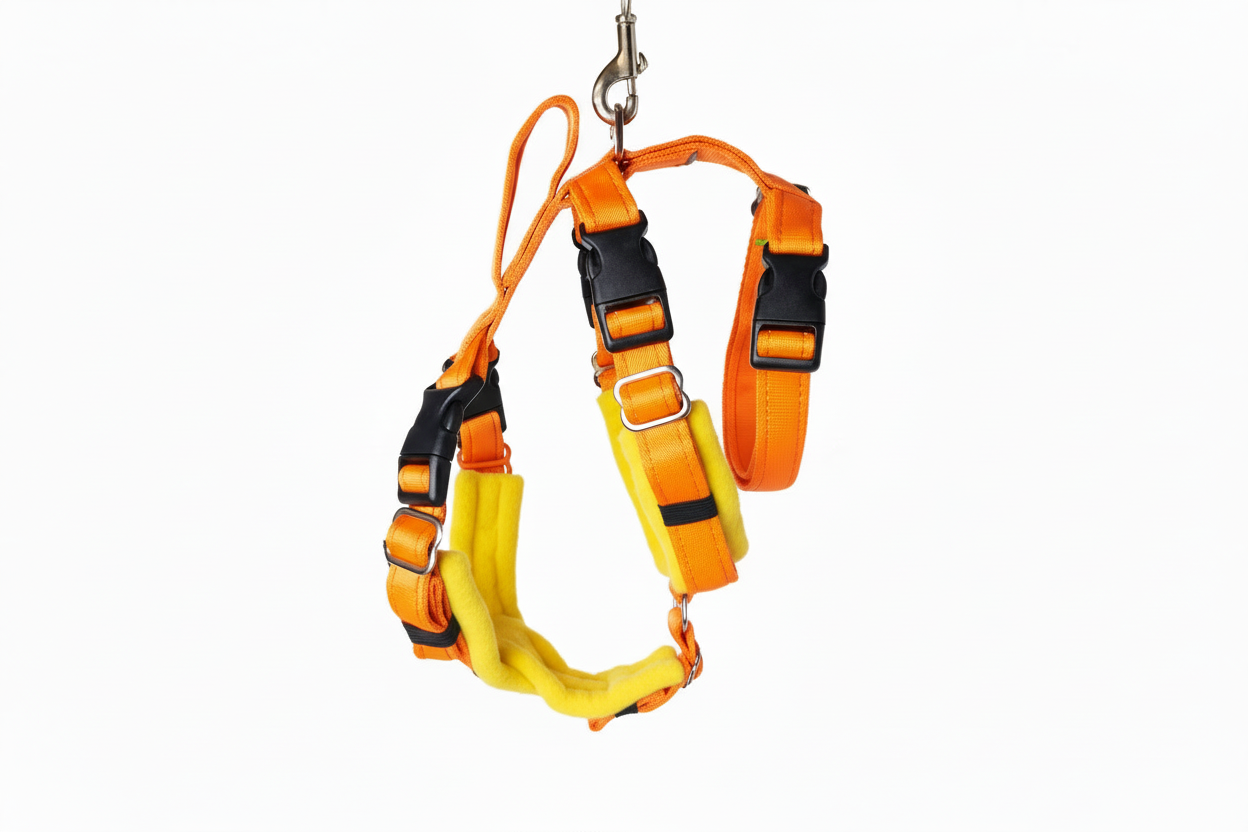 Orange Escape Proof Adjustable Houdini Harness - Fleece Lined