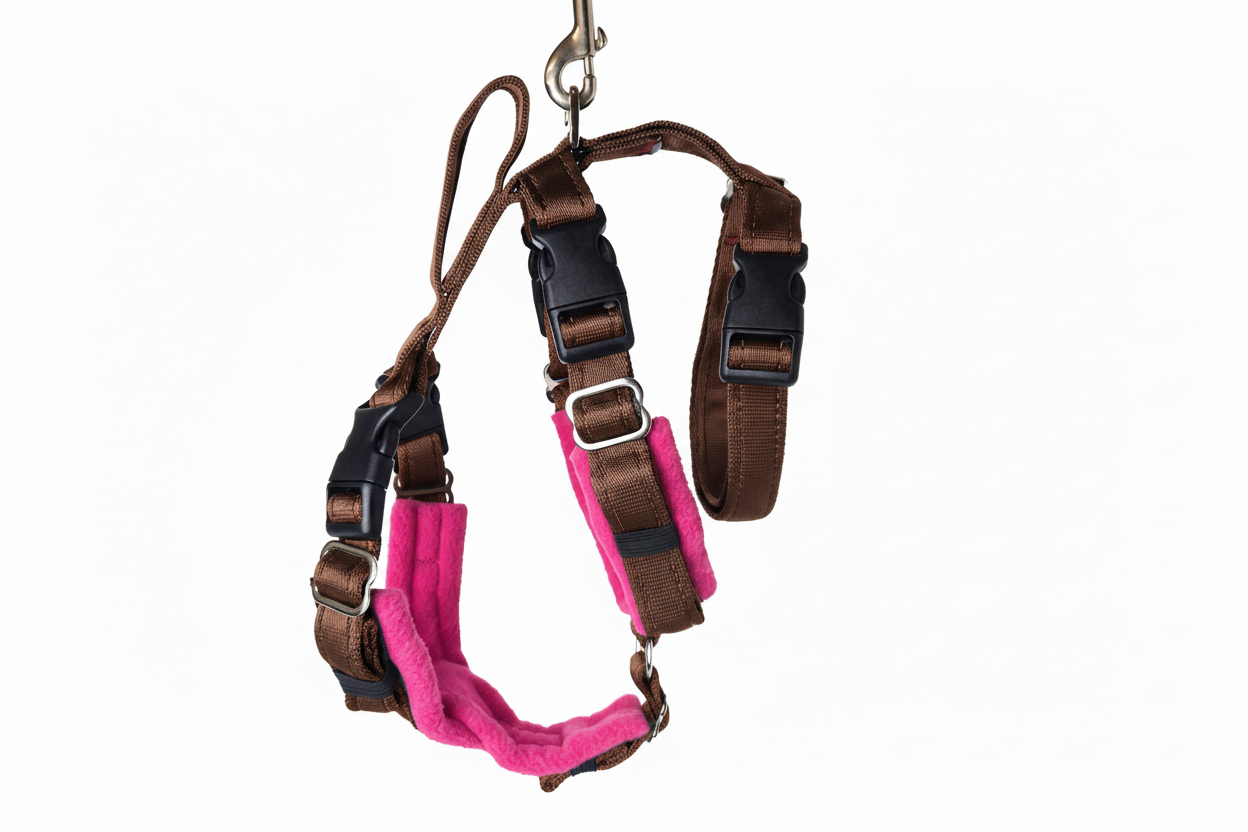 Brown Escape Proof Adjustable Houdini Harness - Fleece Lined