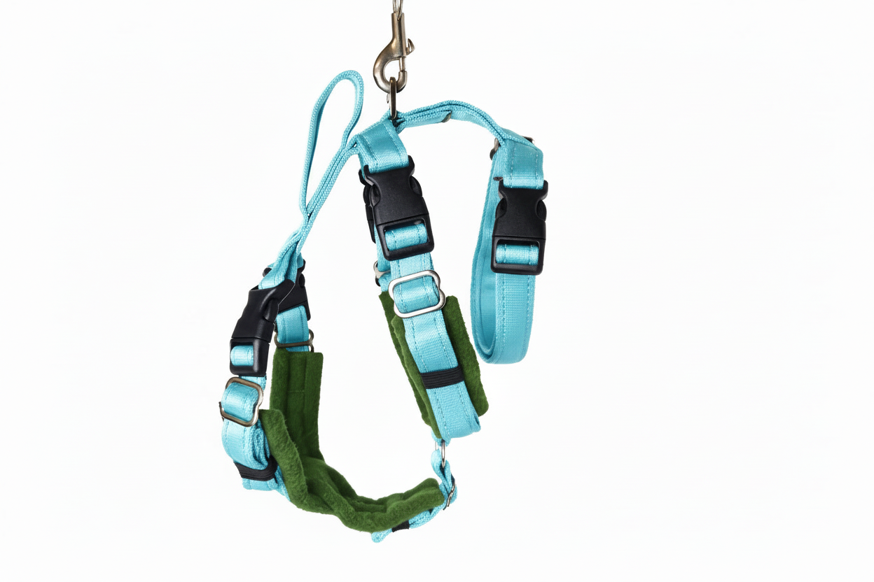 Sky Blue Escape Proof Adjustable Houdini Harness - Fleece Lined