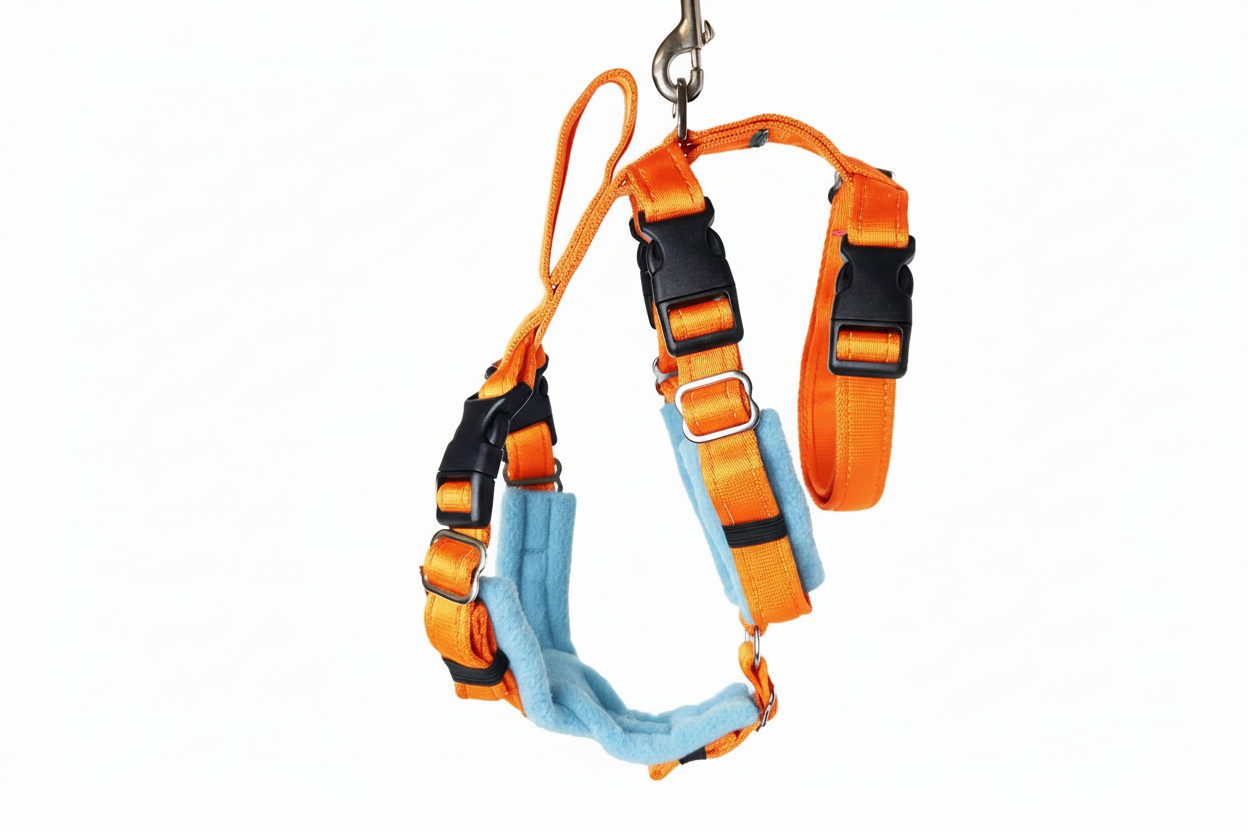 Orange Escape Proof Adjustable Houdini Harness - Fleece Lined