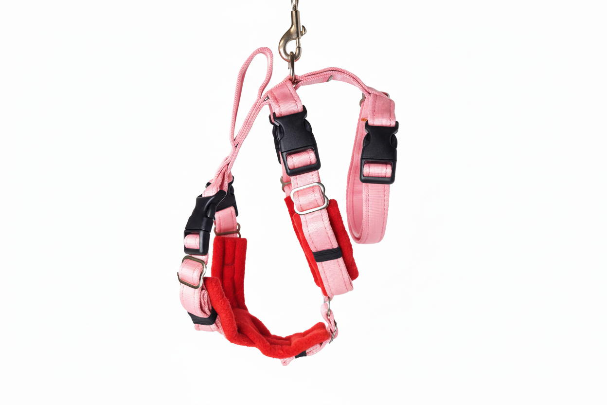 Baby Pink Escape Proof Adjustable Houdini Harness - Fleece Lined