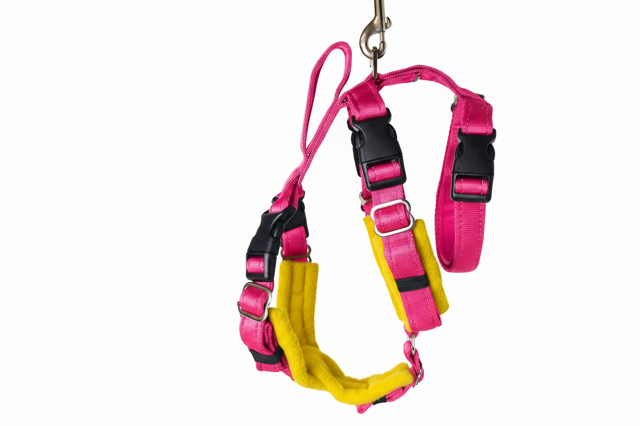 Hot Pink Escape Proof Adjustable Houdini Harness - Fleece Lined