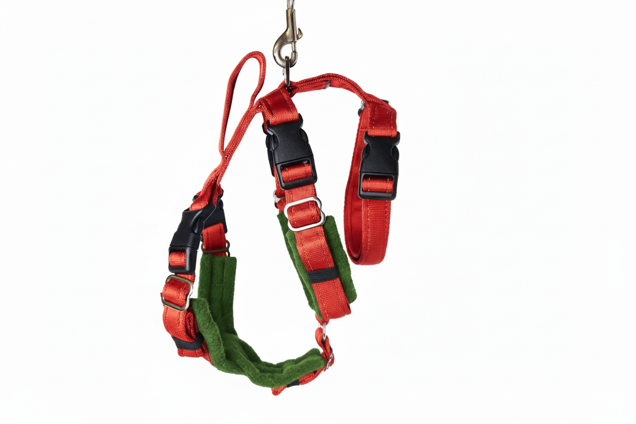 Red Escape Proof Adjustable Houdini Harness - Fleece Lined