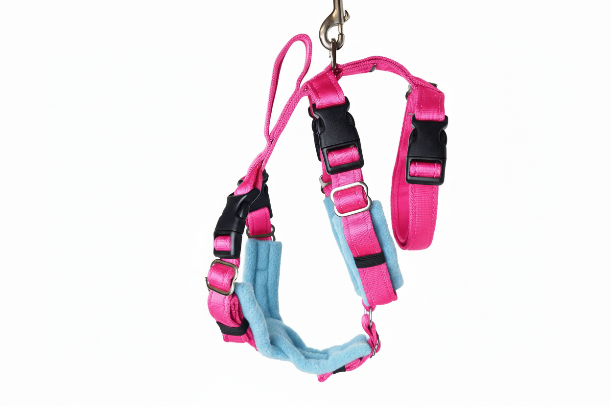 Hot Pink Escape Proof Adjustable Houdini Harness - Fleece Lined