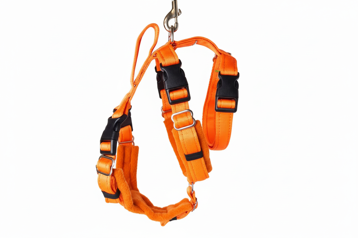 Orange Escape Proof Adjustable Houdini Harness - Fleece Lined