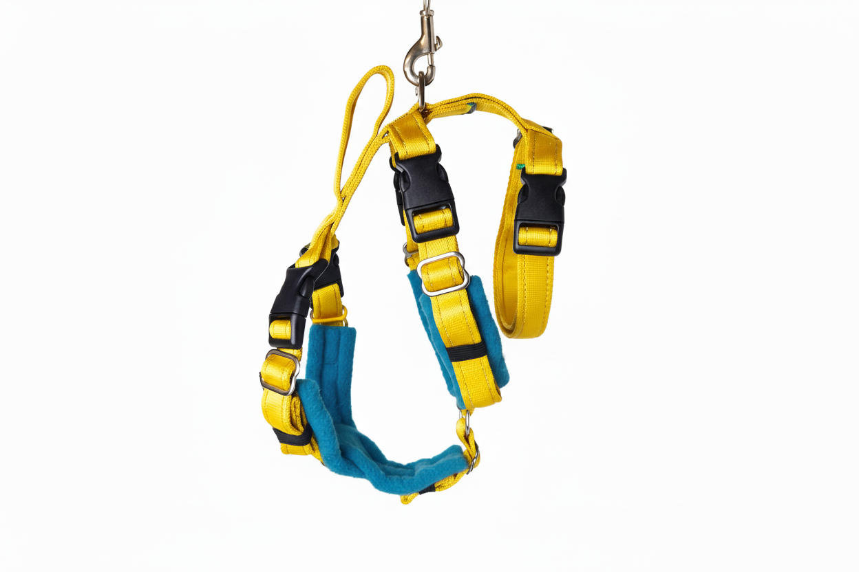 Yellow Escape Proof Adjustable Houdini Harness - Fleece Lined