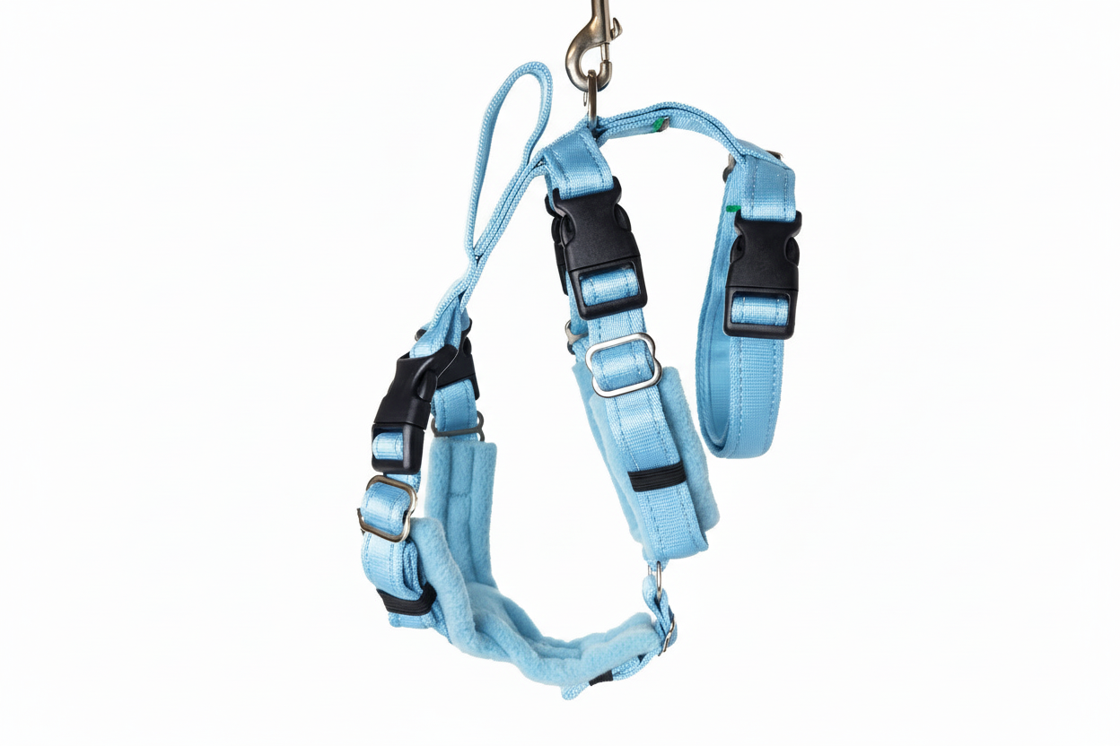Sky Blue Escape Proof Adjustable Houdini Harness - Fleece Lined