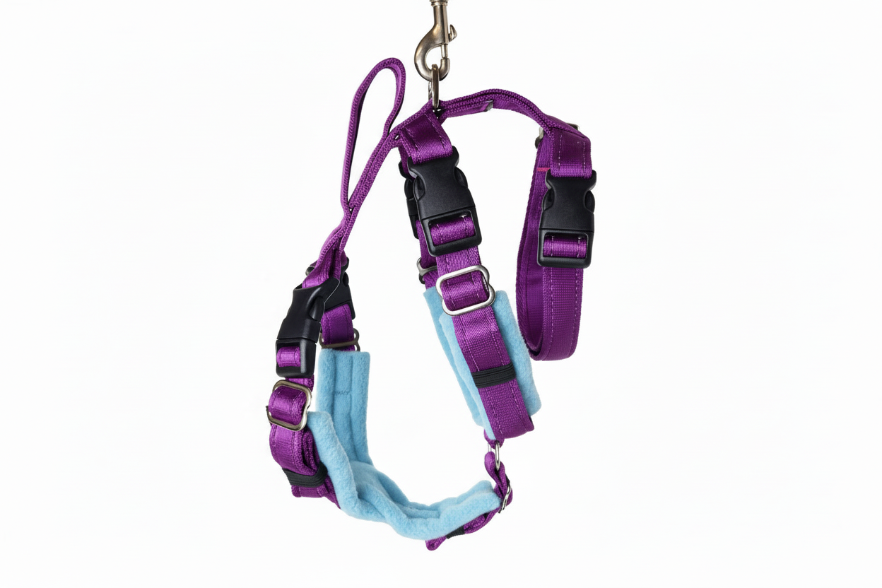 Purple Escape Proof Adjustable Houdini Harness - Fleece Lined
