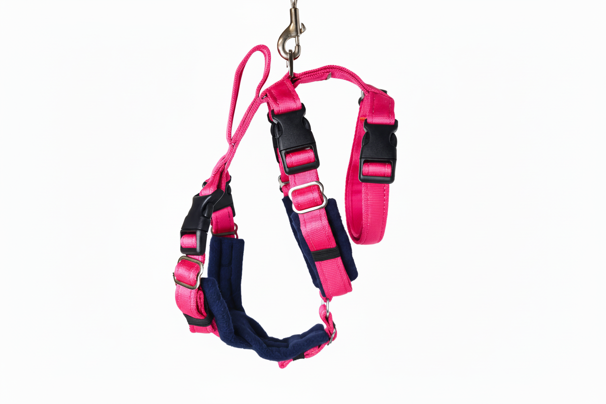 Hot Pink Escape Proof Adjustable Houdini Harness - Fleece Lined