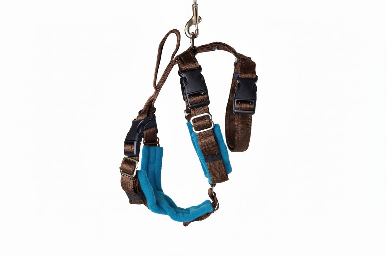 Brown Escape Proof Adjustable Houdini Harness - Fleece Lined