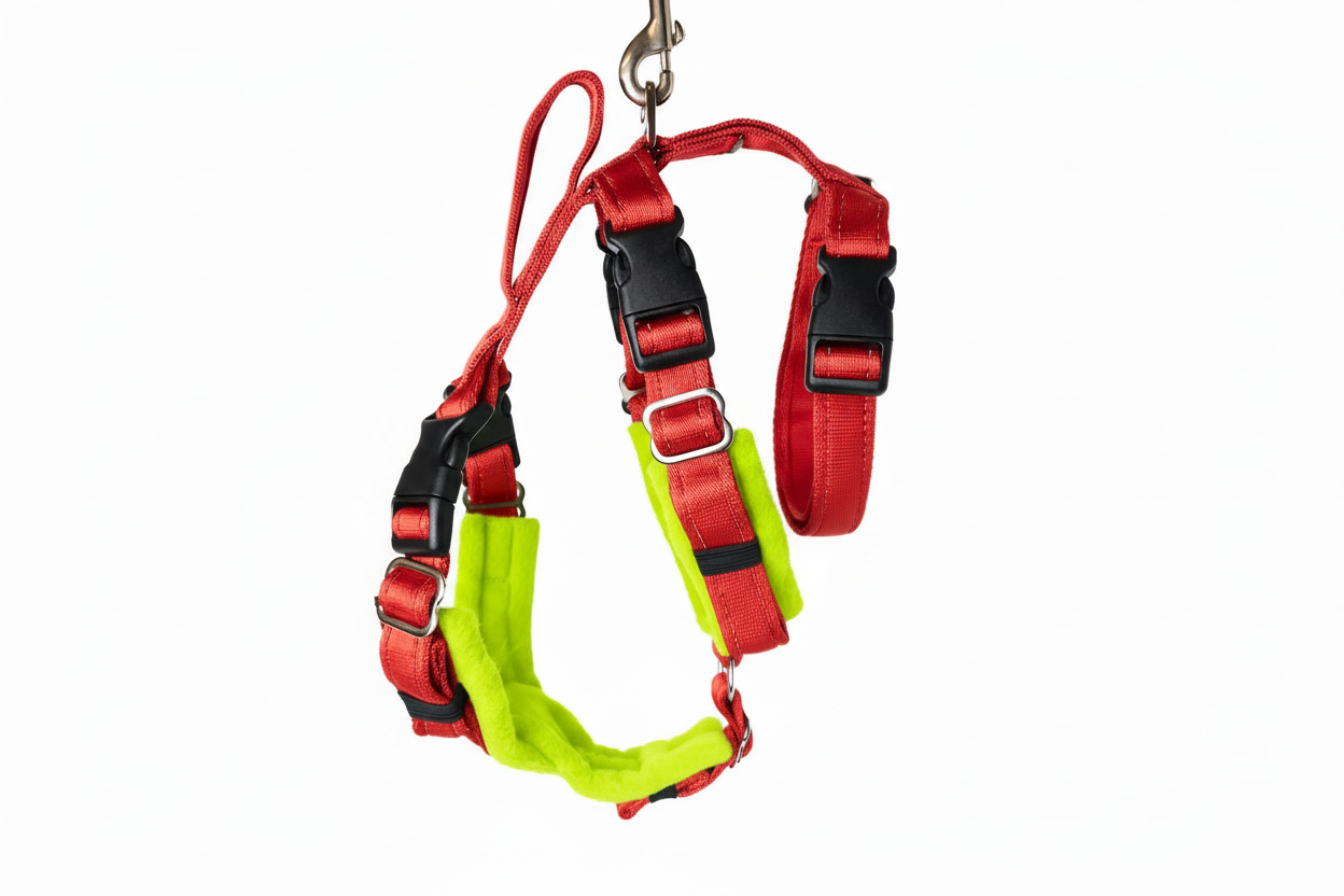 Red Escape Proof Adjustable Houdini Harness - Fleece Lined
