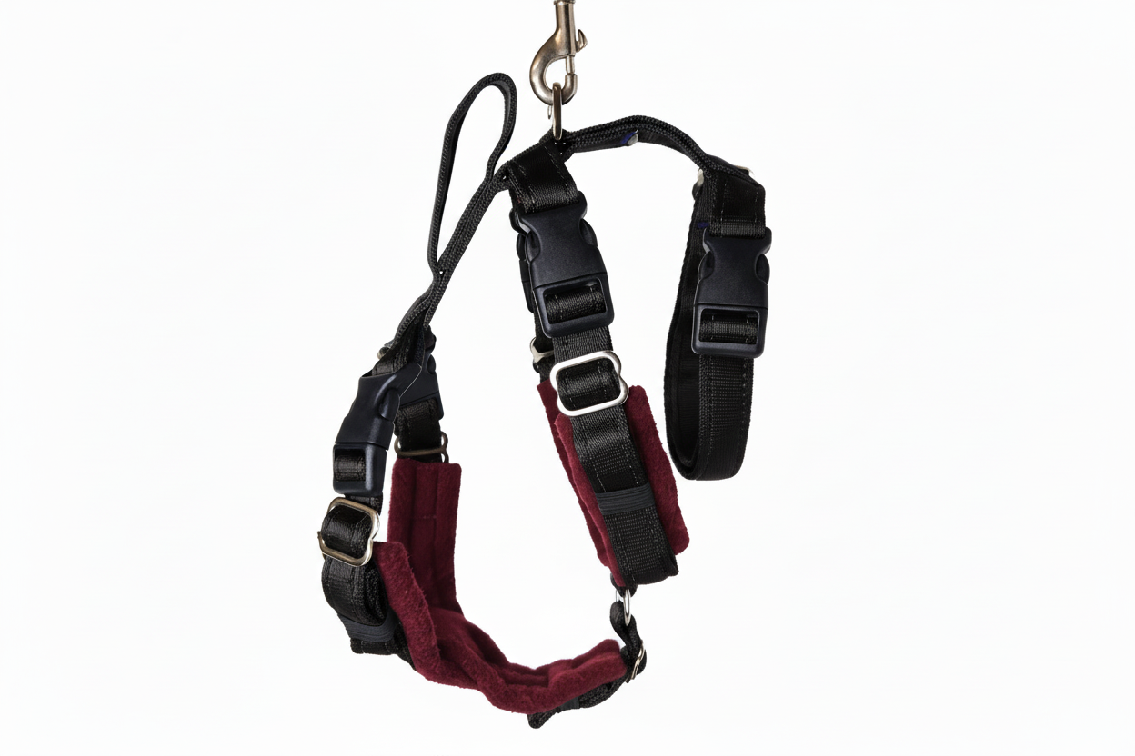 Black Escape Proof Adjustable Houdini Harness - Fleece Lined