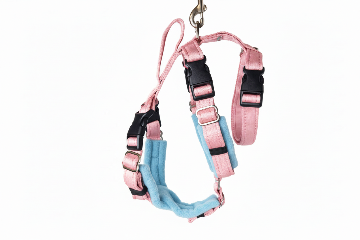 Baby Pink Escape Proof Adjustable Houdini Harness - Fleece Lined