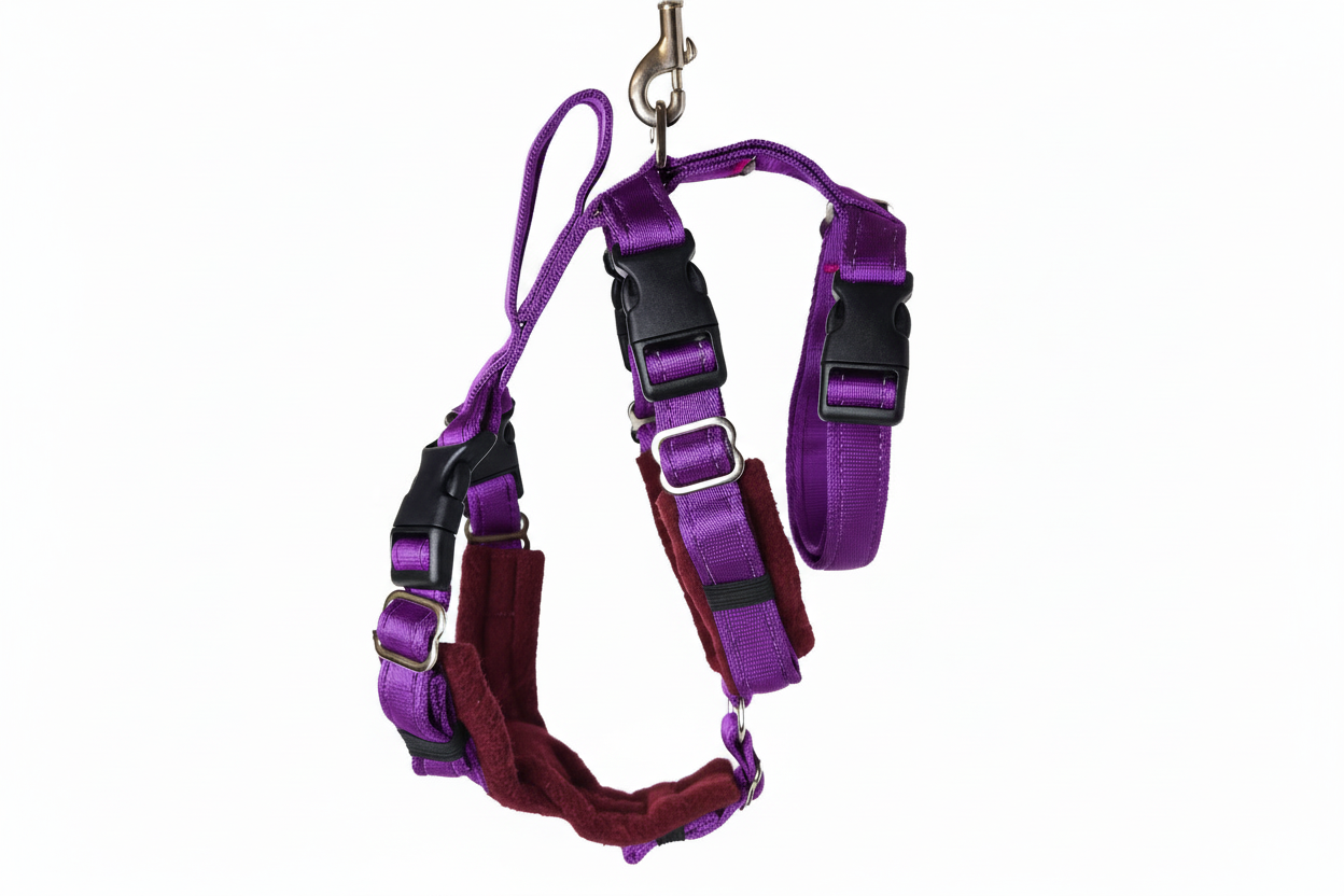 Purple Escape Proof Adjustable Houdini Harness - Fleece Lined