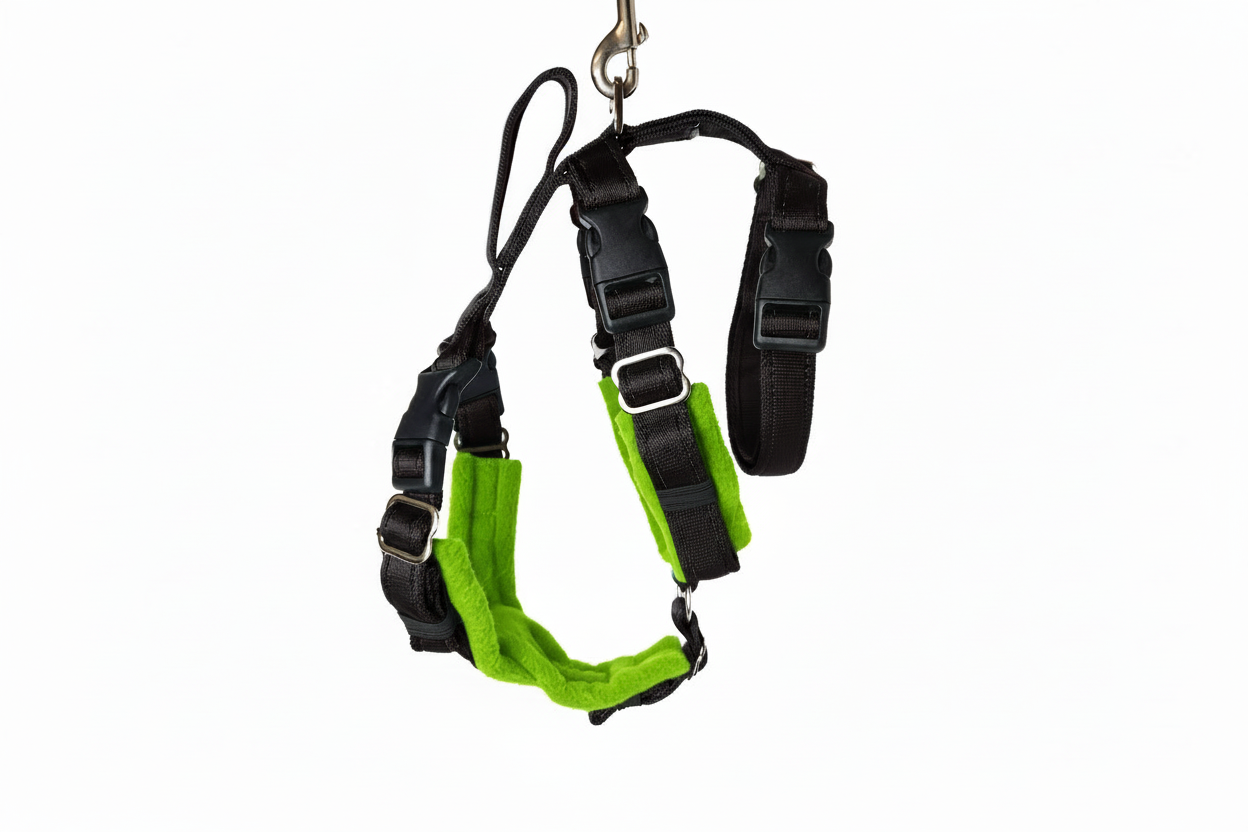 Black Escape Proof Adjustable Houdini Harness - Fleece Lined