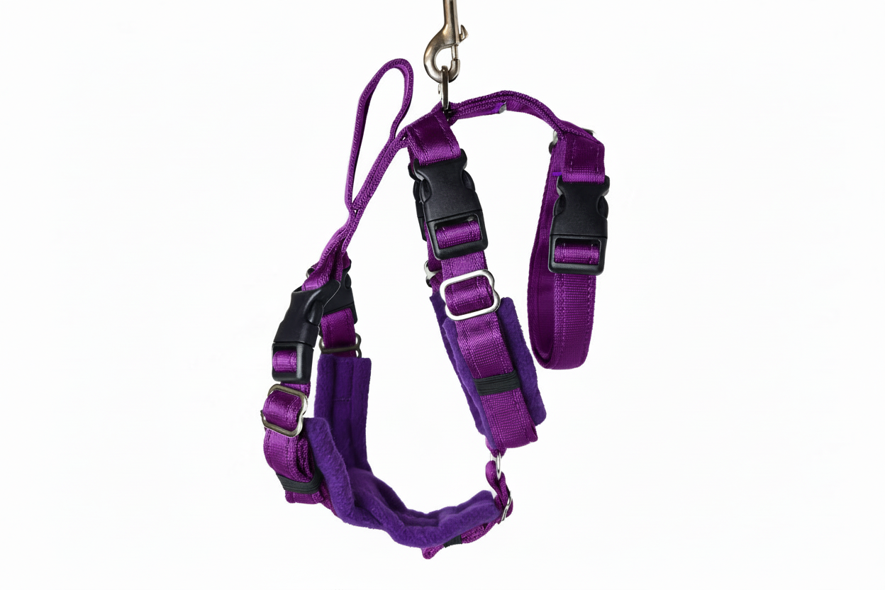 Purple Escape Proof Adjustable Houdini Harness - Fleece Lined