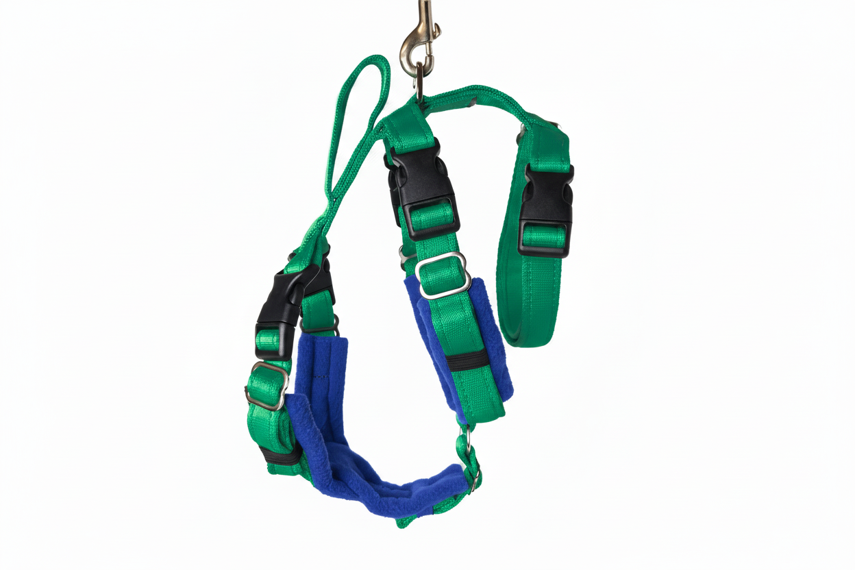 Emerald Green Escape Proof Adjustable Houdini Harness - Fleece Lined