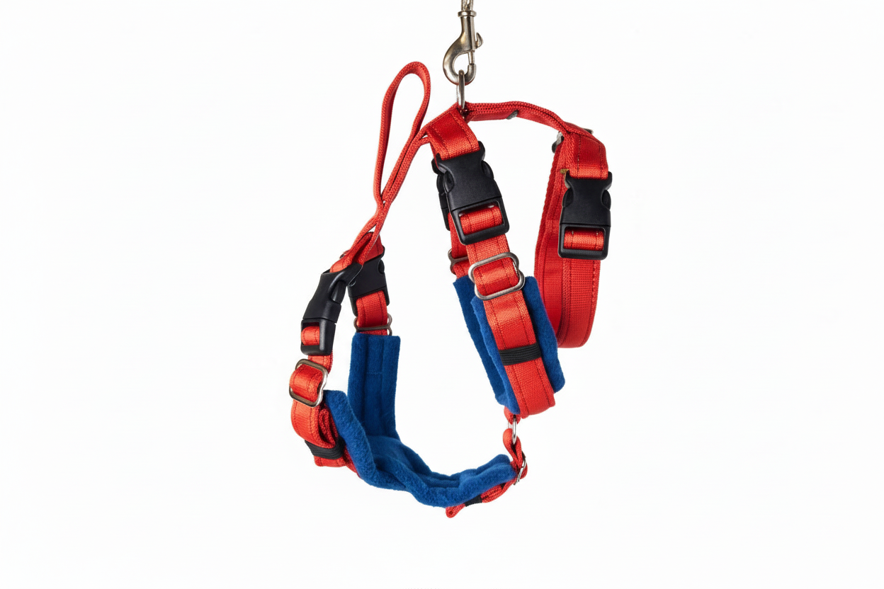 Red Escape Proof Adjustable Houdini Harness - Fleece Lined