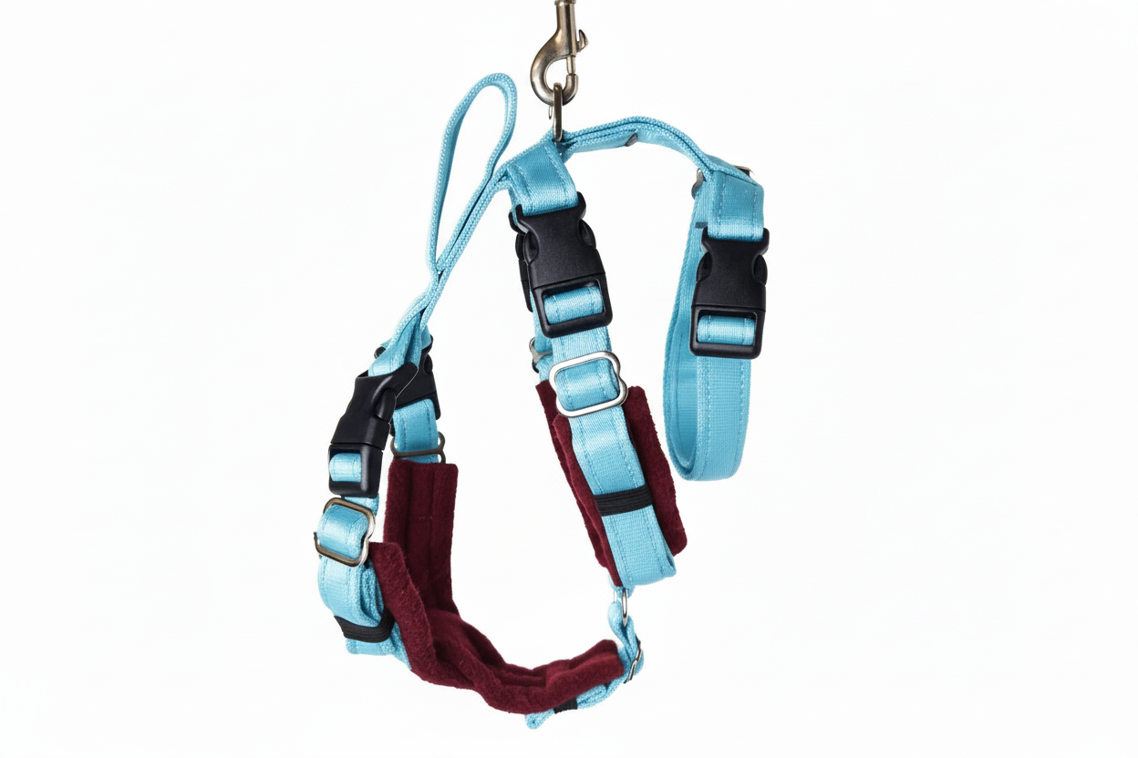 Sky Blue Escape Proof Adjustable Houdini Harness - Fleece Lined