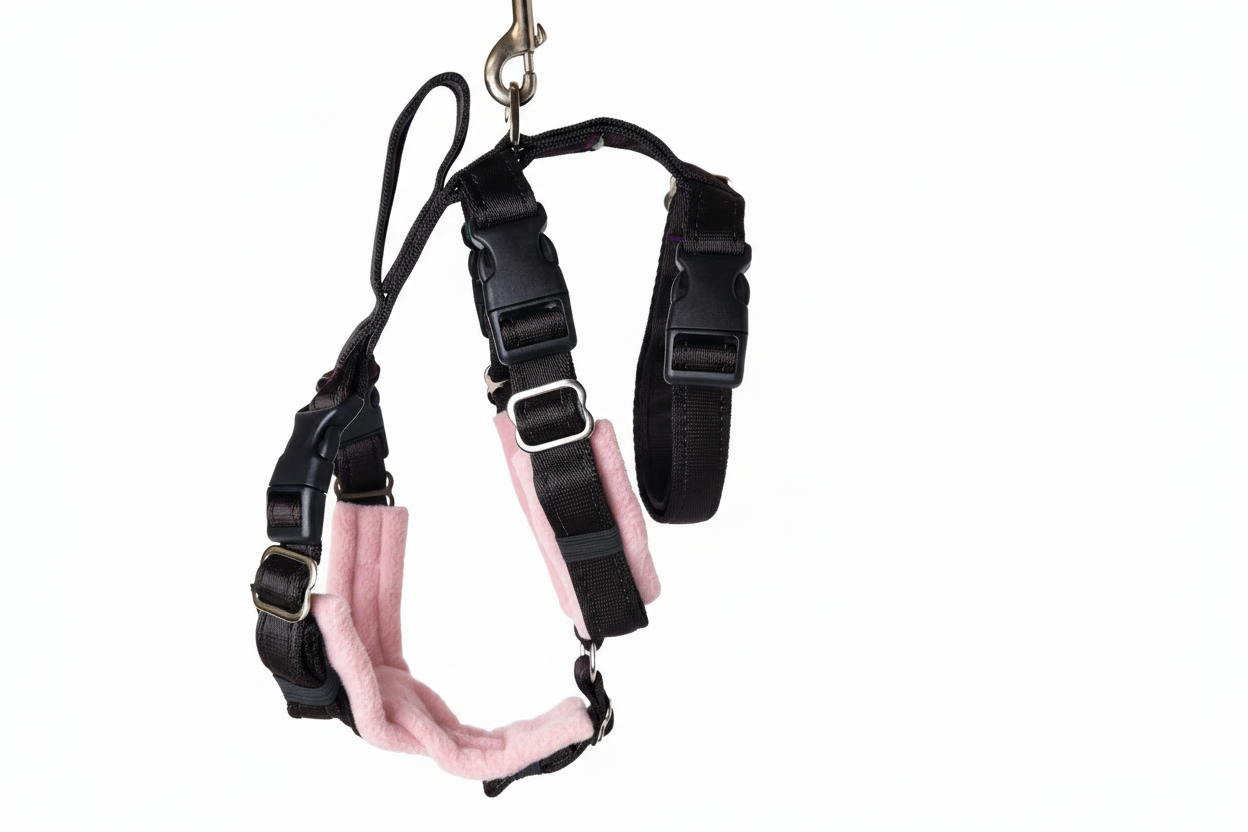 Black Escape Proof Adjustable Houdini Harness - Fleece Lined