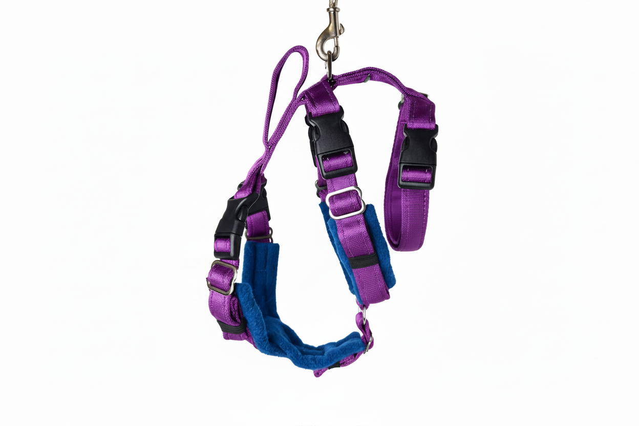Purple Escape Proof Adjustable Houdini Harness - Fleece Lined