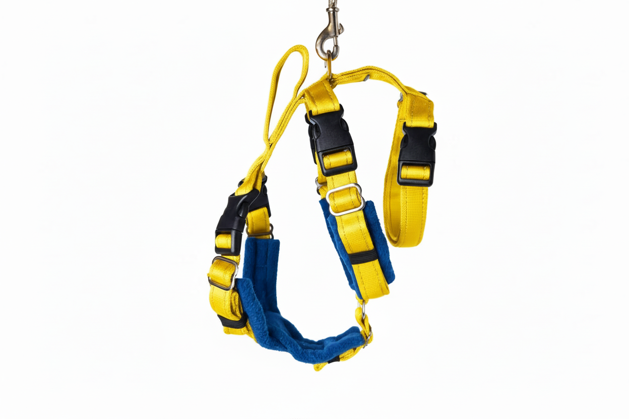 Yellow Escape Proof Adjustable Houdini Harness - Fleece Lined