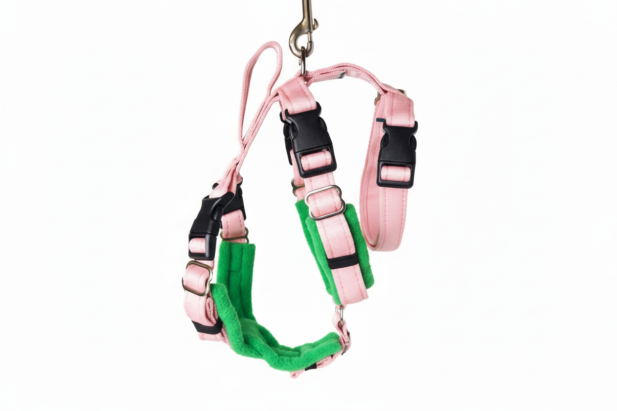 Baby Pink Escape Proof Adjustable Houdini Harness - Fleece Lined