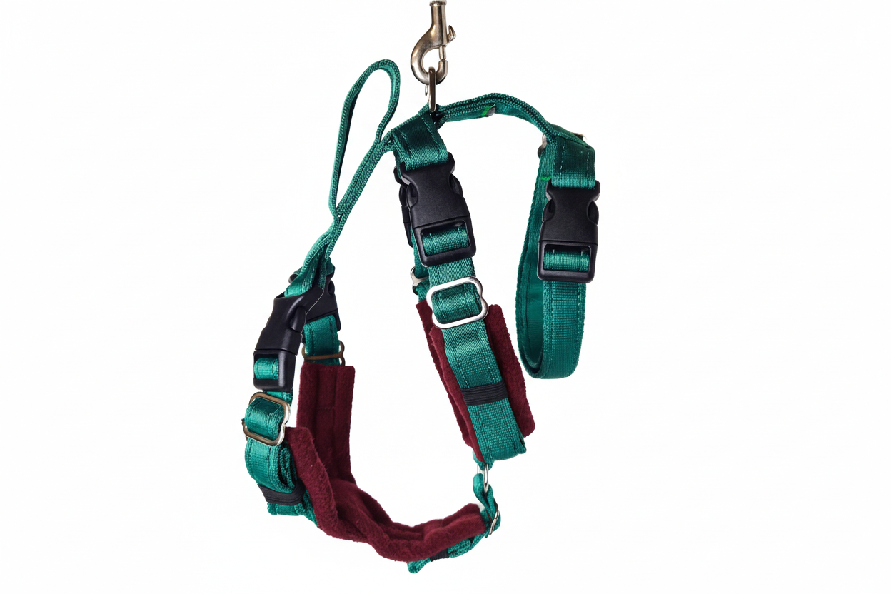 Forest Green Escape Proof Adjustable Houdini Harness - Fleece Lined