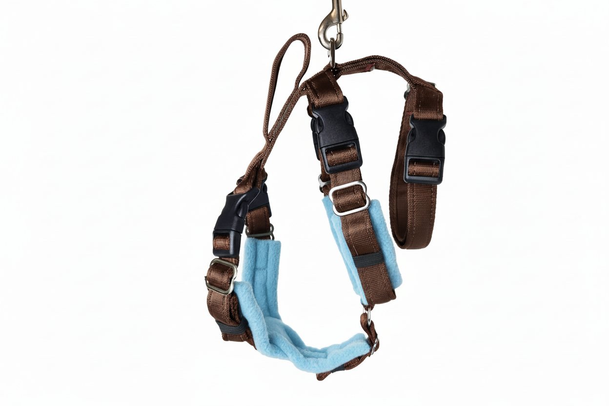 Brown Escape Proof Adjustable Houdini Harness - Fleece Lined