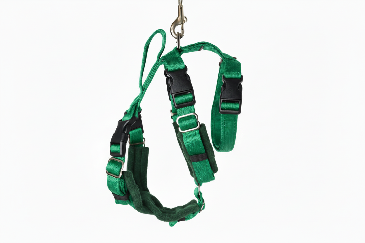 Emerald Green Escape Proof Adjustable Houdini Harness - Fleece Lined