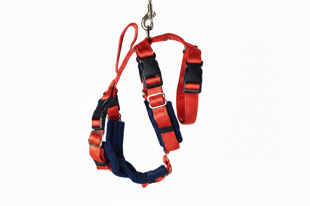 Red Escape Proof Adjustable Houdini Harness - Fleece Lined