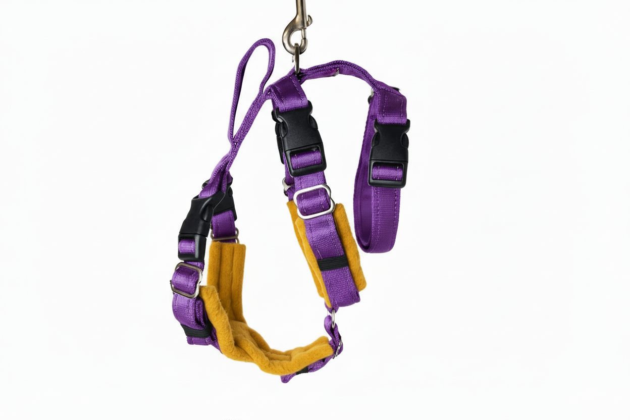 Purple Escape Proof Adjustable Houdini Harness - Fleece Lined